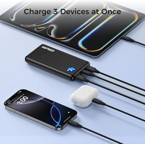 Portable Charger 10800mAh Ultra Slim Power Bank Lightweight Pocket-Sized Design 15W Output for iPhone 16/15/14 Samsung Galaxy Android Devices Travel Essentials​（Black），1pack in Saudi Arabia