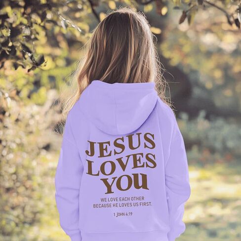 Jesus Loves You Jesus Is King Christian Hoodie for Girls God Bible Verse Religious Faith Sweatshirt Cute Graphic Top in Saudi Arabia