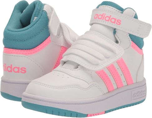 adidas Kids Hoops 3.0 Mid Basketball Shoe, White/Acid Red/Sky Rush, 7 US Unisex Toddler in Saudi Arabia
