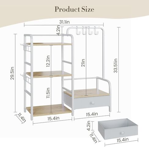 منظم محفظة مع شماعات محفظة وخطافات لمنظم الأكياس ، رف تخزين حقيبة يد 3 طبقات قائم على الأرضية مع درج للخزانة ، المنزل ، غرفة المعيشة ، أسود in Kuwait