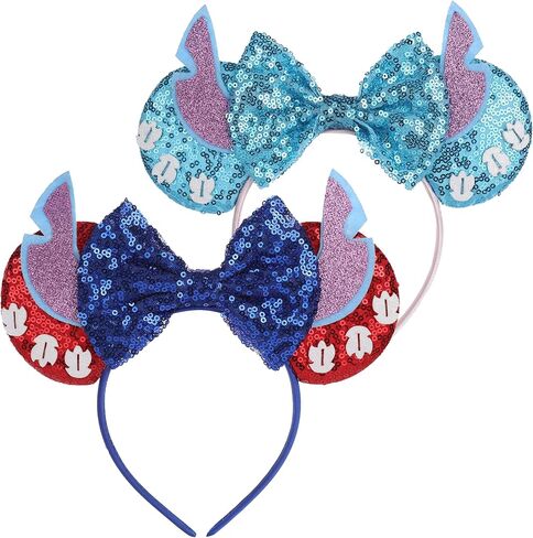 Stitch Ears,Blue Stitch Mouse Ears Headbands with Bow for Boys, Stitch costume accessories for Halloween Birthday Party Travel in Saudi Arabia