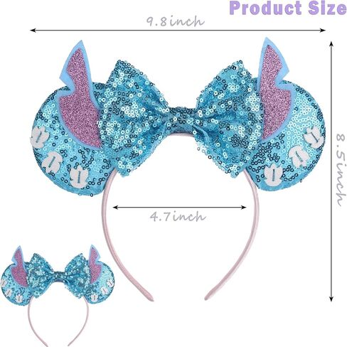 Stitch Ears,Blue Stitch Mouse Ears Headbands with Bow for Boys, Stitch costume accessories for Halloween Birthday Party Travel in Saudi Arabia