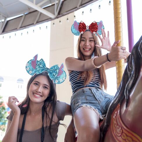 Stitch Ears,Blue Stitch Mouse Ears Headbands with Bow for Boys, Stitch costume accessories for Halloween Birthday Party Travel in Saudi Arabia