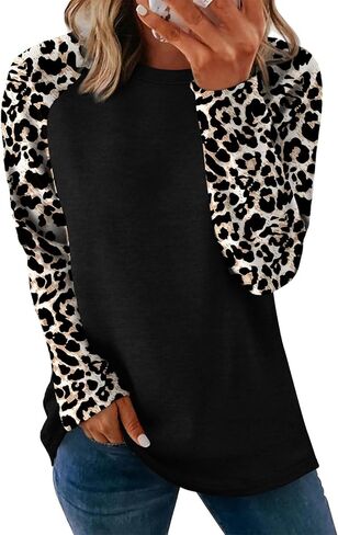 OFEEFAN Long Sleeve Shirts for Womens Fall Fashion 2025 Crewneck Oversized Sweatshirt Tunic Tops to Wear with Leggings in Saudi Arabia