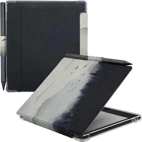 Pen Holder Case for Onyx Boox Go Color 7 (Gen 1/2, 2024/2025) / Boox Go 7 Ultra-Thin Enhanced Auto Sleep/Wake Cover with Transparent TPU Back & Magnetic Closure (Misty Forest) in Saudi Arabia