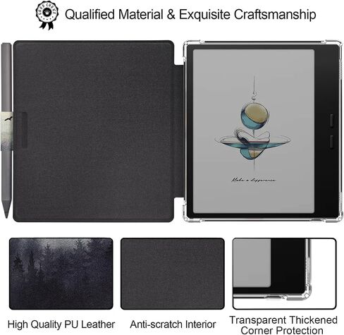 Pen Holder Case for Onyx Boox Go Color 7 (Gen 1/2, 2024/2025) / Boox Go 7 Ultra-Thin Enhanced Auto Sleep/Wake Cover with Transparent TPU Back & Magnetic Closure (Misty Forest) in Saudi Arabia