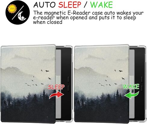 Pen Holder Case for Onyx Boox Go Color 7 (Gen 1/2, 2024/2025) / Boox Go 7 Ultra-Thin Enhanced Auto Sleep/Wake Cover with Transparent TPU Back & Magnetic Closure (Misty Forest) in Saudi Arabia