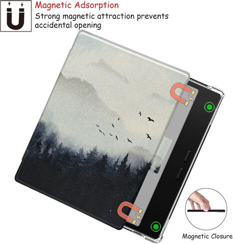 Pen Holder Case for Onyx Boox Go Color 7 (Gen 1/2, 2024/2025) / Boox Go 7 Ultra-Thin Enhanced Auto Sleep/Wake Cover with Transparent TPU Back & Magnetic Closure (Misty Forest) in Saudi Arabia