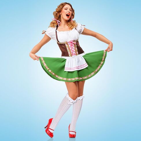 جوارب مهرجان أكتوبر للنساء عالية الركبة وعلى جوارب الركبة الدانتيل تقليم الكشكش جوارب dirndl الأبيض مع أقواس in Kuwait