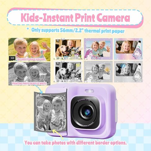 Instant Print Camera for Kids, Christmas Birthday Gifts for Girls Boys Age 3-12, TYPONOS Kids Cameras, Portable Toy Camera for 3 4 5 6 7 8 9 10 Year Old Girl with 32GB SD Card, Pink in Kuwait