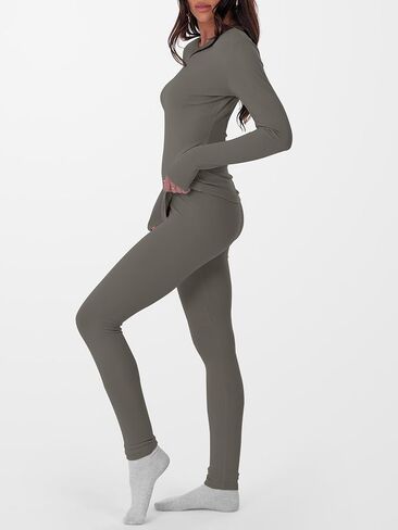 ANRABESS Thermal Underwear for Women Long Johns Fleece Lined Base Layer Pajama Set Cold Weather Top Bottom Winter Clothing in Saudi Arabia