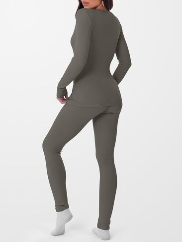 ANRABESS Thermal Underwear for Women Long Johns Fleece Lined Base Layer Pajama Set Cold Weather Top Bottom Winter Clothing in Saudi Arabia