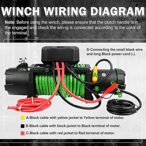 Winch 13000 LB Winch 12V Electric Winch Synthetic Rope Winch Country Country Winch مع Hawse Fairlead و Wired Handle و Corded Control لـ Jeep Truck SUV in Kuwait