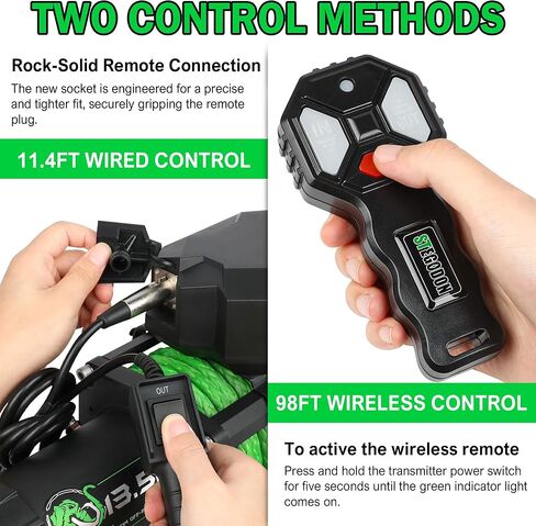 Winch 13000 LB Winch 12V Electric Winch Synthetic Rope Winch Country Country Winch مع Hawse Fairlead و Wired Handle و Corded Control لـ Jeep Truck SUV in Kuwait