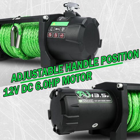 Winch 13000 LB Winch 12V Electric Winch Synthetic Rope Winch Country Country Winch مع Hawse Fairlead و Wired Handle و Corded Control لـ Jeep Truck SUV in Kuwait