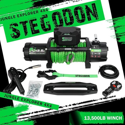 Winch 13000 LB Winch 12V Electric Winch Synthetic Rope Winch Country Country Winch مع Hawse Fairlead و Wired Handle و Corded Control لـ Jeep Truck SUV in Kuwait