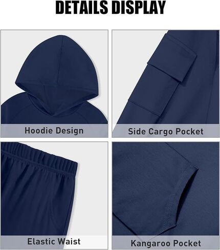 Boys Clothes Long Sleeve Solid Kangaroo Pocket Hoodie and Pants Fall Winter 2 Piece Outfits Sweatsuits Set 6-12T in Saudi Arabia