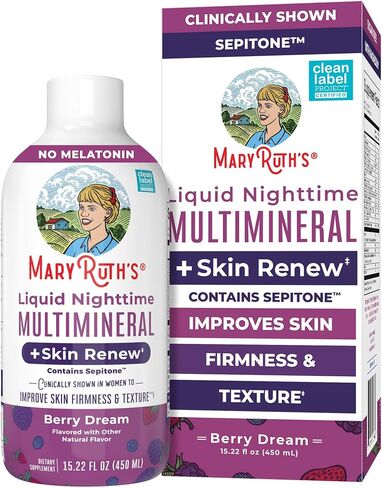 Maryruth's Liquid Light Time Liquid MultiMineral + Reneveled Skin | يظهر سريريًا في النساء للحد من التجاعيد الدقيقة وتحسين ثبات الجلد | Sepitone | لا الميلاتونين | المغنيسيوم | نباتي | 30 حصص in Saudi Arabia