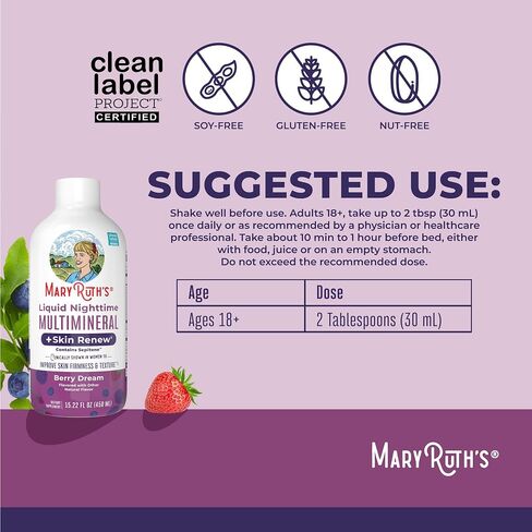 Maryruth's Liquid Light Time Liquid MultiMineral + Reneveled Skin | يظهر سريريًا في النساء للحد من التجاعيد الدقيقة وتحسين ثبات الجلد | Sepitone | لا الميلاتونين | المغنيسيوم | نباتي | 30 حصص in Saudi Arabia