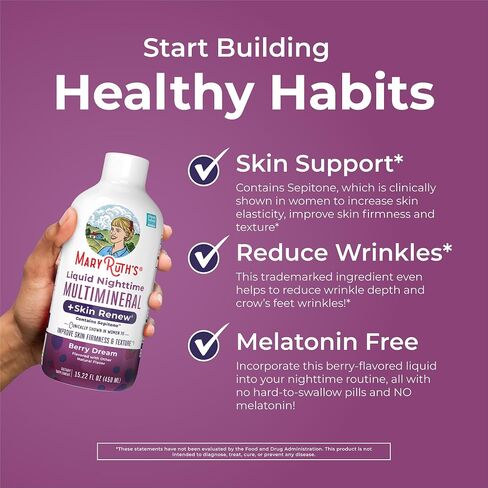 Maryruth's Liquid Light Time Liquid MultiMineral + Reneveled Skin | يظهر سريريًا في النساء للحد من التجاعيد الدقيقة وتحسين ثبات الجلد | Sepitone | لا الميلاتونين | المغنيسيوم | نباتي | 30 حصص in Saudi Arabia