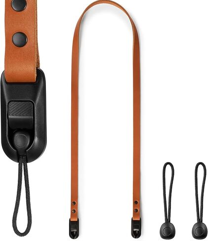 Slim Leather Camera Strap with Quick Release, Neck Adjustable Camera Shoulder Strap DSLR SLR Compatible with All Camera Brands, Classic/Black in Kuwait