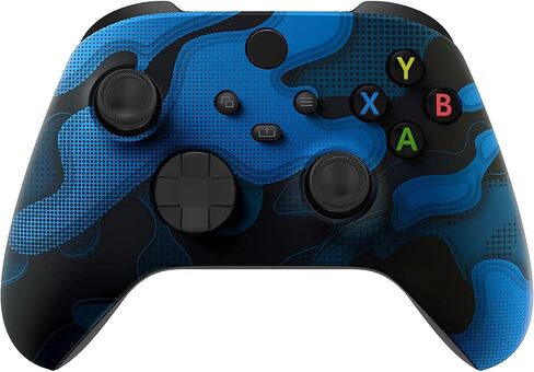 وحدة تحكم Custom Controllerzz Blue Camo وحزمة الحافظة - تتضمن وحدة تحكم لاسلكية مخصصة Blue Camo لأجهزة Xbox Series X/S وXbox One والكمبيوتر الشخصي وحقيبة سفر واقية عالمية in Kuwait