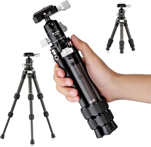 حامل ثلاثي صغير من ألياف الكربون Fotopro، حامل ثلاثي صغير الحجم وخفيف الوزن للسفر مع رأس كروي 360 درجة، لوحة QR لكاميرات الفيديو وحوامل ثلاثية صغيرة P-2 (P-2+P-2H) in Saudi Arabia