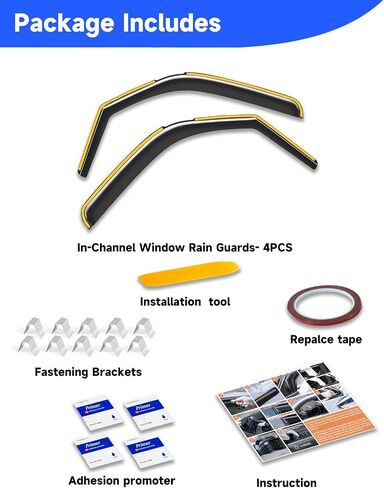 in-Channel Rain Guards Fit for Truck Dodge RAM 1500 (New Body Style Includes TRX) 2019-2025 Crew Cab Window Rain Guards Visors Vent Visors Window Deflector Vent Shades Car Accessories -4 pcs in Saudi Arabia