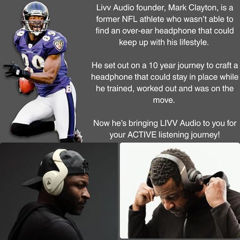 LIVV PRO Sports Headphones Designed for Gym, Workout, Running - Comfortable, Ergonomic, Over Ear, Active Noise Cancelling, 5 Microphones, Wireless, 50 Hours Battery Life, Bluetooth 5.3, Matte Black in Saudi Arabia
