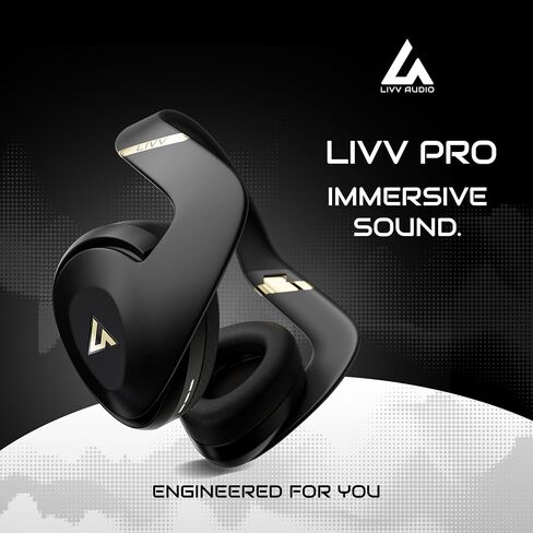 LIVV PRO Sports Headphones Designed for Gym, Workout, Running - Comfortable, Ergonomic, Over Ear, Active Noise Cancelling, 5 Microphones, Wireless, 50 Hours Battery Life, Bluetooth 5.3, Matte Black in Saudi Arabia
