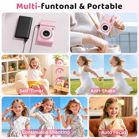 Kids Digital Camera, 4K Vlogging Camera with 64MP & 18X Zoom Anti-Shake, Christmas Birthday Gifts for Kids Ages 3-12, Includes 32GB SD Card (Black) in Kuwait