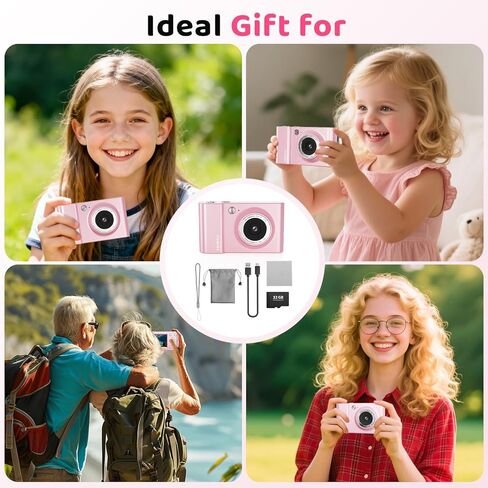 Kids Digital Camera, 4K Vlogging Camera with 64MP & 18X Zoom Anti-Shake, Christmas Birthday Gifts for Kids Ages 3-12, Includes 32GB SD Card (Black) in Kuwait