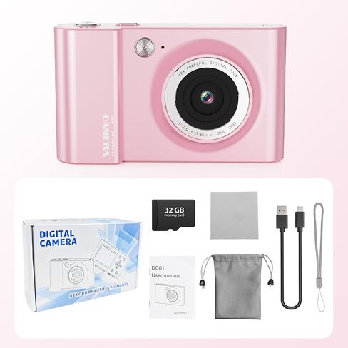 Kids Digital Camera, 4K Vlogging Camera with 64MP & 18X Zoom Anti-Shake, Christmas Birthday Gifts for Kids Ages 3-12, Includes 32GB SD Card (Black) in Kuwait