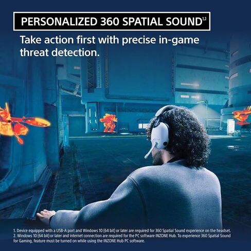 Sony INZONE H9 Gaming Headset, Wireless Noise Canceling Bluetooth Headset with Microphone, 360 Spatial Sound, for PC and PS5 (WH-G900N) Bundle with Turnstile Audio Desktop Headphone Stand (White) in Saudi Arabia