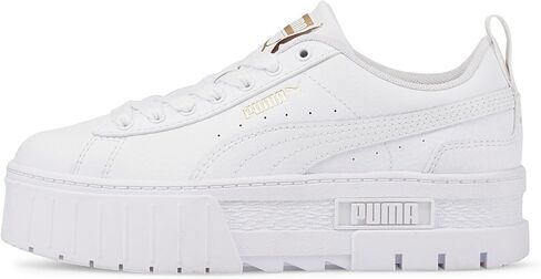 PUMA Girl's Mayze Leather (Big Kid) Puma White/Puma Team Gold 4.5 Big Kid M in Saudi Arabia