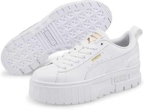 PUMA Girl's Mayze Leather (Big Kid) Puma White/Puma Team Gold 4.5 Big Kid M in Saudi Arabia