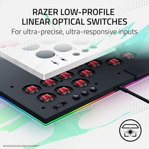 وحدة التحكم Razer Kitsune All-Button Arcade: لجهاز PS5 / PlayStation 5 والكمبيوتر الشخصي - مفاتيح بصرية منخفضة المستوى - عامل الشكل النحيف - لوحة علوية قابلة للإزالة - إضاءة Chroma RGB - USB Type C - إصدار 2XKO in Kuwait