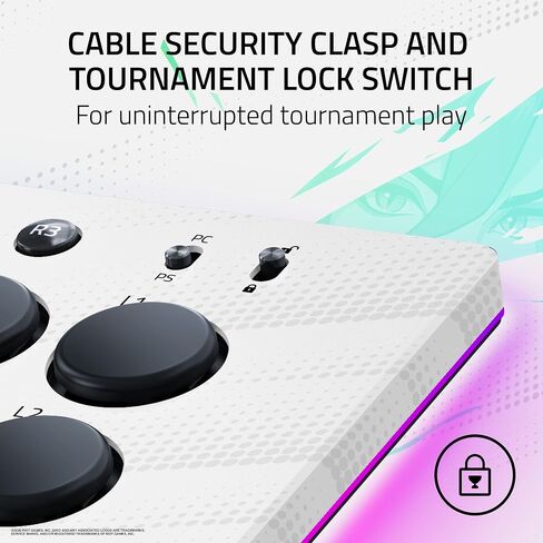 وحدة التحكم Razer Kitsune All-Button Arcade: لجهاز PS5 / PlayStation 5 والكمبيوتر الشخصي - مفاتيح بصرية منخفضة المستوى - عامل الشكل النحيف - لوحة علوية قابلة للإزالة - إضاءة Chroma RGB - USB Type C - إصدار 2XKO in Kuwait