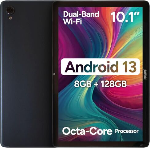 تابلت Fusion5 F202_8G مقاس 10.1 بوصة - معتمد من Google لعام 2023، نظام تشغيل Android 13، شاشة IPS عالية الدقة بالكامل، ثماني النواة، ذاكرة وصول عشوائي 8 جيجابايت، تخزين 128 جيجابايت، شبكة Wi-Fi مزدوجة النطاق، بلوتوث، USB-C، كاميرا أمامية بدقة 13 ميجابكسل  in Kuwait