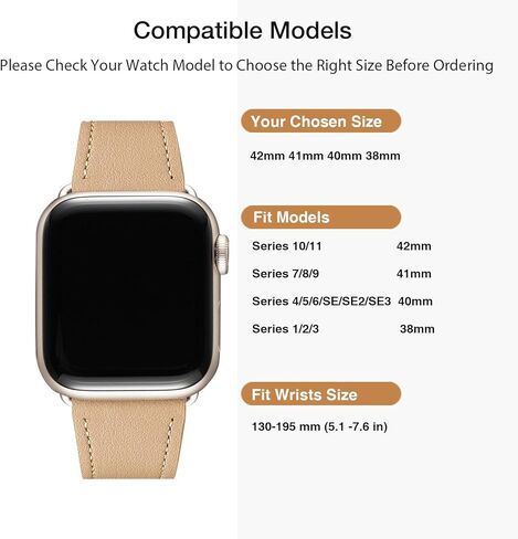 MNBVCXZ متوافق مع سوار ساعة Apple 38 مم 40 مم 41 مم 42 مم 44 مم 45 مم 49 مم النساء الرجال الفتيات الأولاد حزام بديل من الجلد الطبيعي لسلسلة iWatch 8 7 6 5 4 3 2 1 Ultra SE (الرمال الوردية/الذهب الوردي) in Kuwait