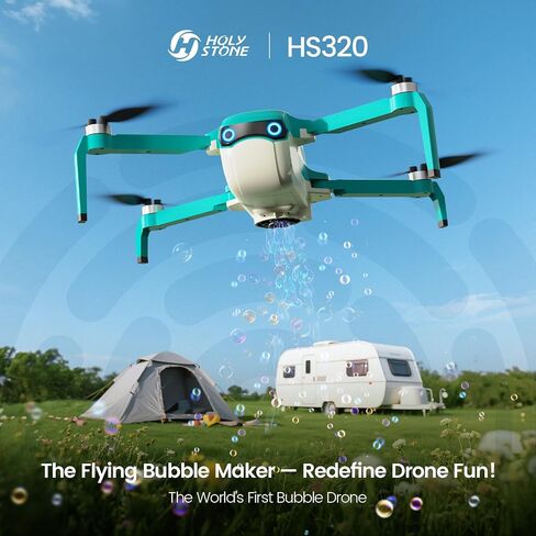 Holy Stone HS320 Bubble Drone, Indoor, Outdoor, Foldable, 2 Batteries, 30 Minutes Flight Time, Brushless Motor, One Key Take Off, Landing, Speed Switching, Circle Flight，Great gift in Saudi Arabia