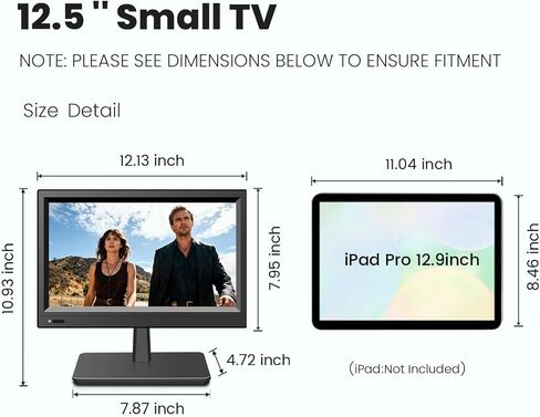 تلفزيون ذكي صغير 12.5 بوصة عالي الدقة 1080 بكسل، تلفزيون ذكي بشاشة مسطحة مدمجة مع تطبيق مدمج، موالف ATSC رقمي، مدخلات USB/VGA/HDMI، شاحن سيارة 12 فولت تلفزيون ذكي صغير للمطبخ، غرفة النوم، RVs، العربة in Kuwait