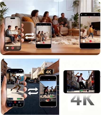 شاشة مراقبة سيلفي مع جهاز تحكم عن بعد بلوتوث، شاشة كاميرا خلفية مغناطيسية 4.02 بوصة 4K لهواتف iPhone وAndroid، 1800 مللي أمبير في الساعة، لا حاجة إلى تطبيق، مكبر صوت مدمج وشاشة خارجية 400 لومن in Saudi Arabia