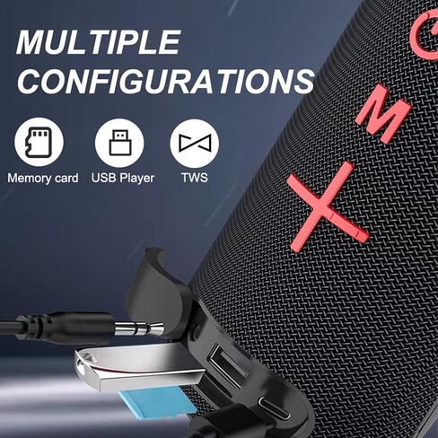 مكبر صوت بلوتوث T&G، مكبر صوت لاسلكي محمول مع باس عميق وأضواء رائعة، مقاوم للماء IPX4، زوج TWS، حشو مثالي للرجال والنساء والمراهقين والأولاد والبنات in Kuwait