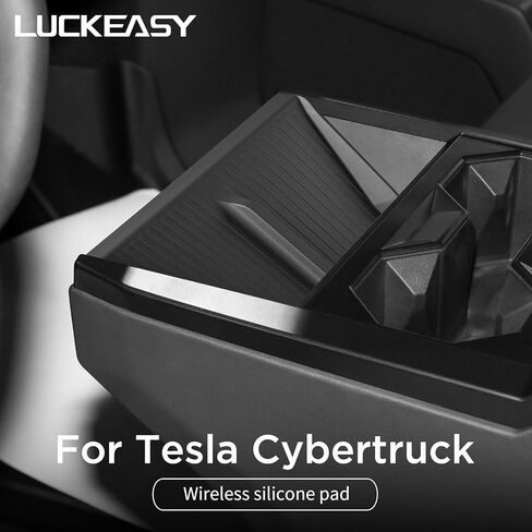 LUCKEASY for 2026 2025 Tesla Model Y Juniper New Center Console Wireless Charging Pad Non-Slip Silicone Mat Wireless Charger Mat for Model Y Accessories Black in Saudi Arabia