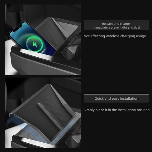 LUCKEASY for 2026 2025 Tesla Model Y Juniper New Center Console Wireless Charging Pad Non-Slip Silicone Mat Wireless Charger Mat for Model Y Accessories Black in Saudi Arabia