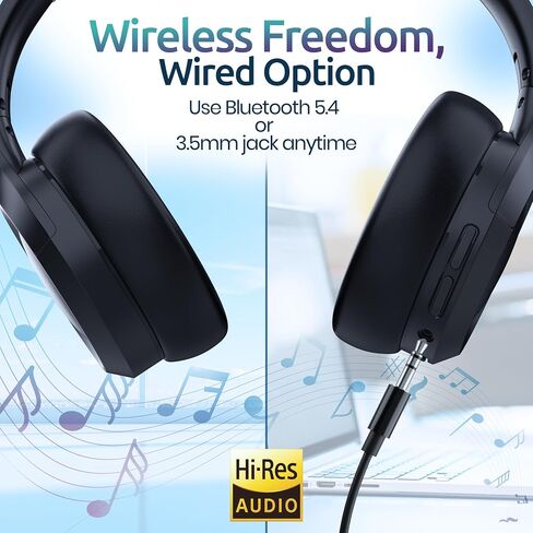 Active Noise Cancelling Headphones, Bluetooth Over Ear, Hi-Fi Stereo,100H Playback Time, High-Resolution Audio, Water Resistant, Deep Bass, Memory Foam Ear Cups, Home, Office, Studio,Travel, Work, Gym in Kuwait