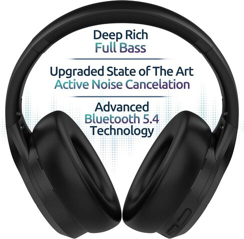 Active Noise Cancelling Headphones, Bluetooth Over Ear, Hi-Fi Stereo,100H Playback Time, High-Resolution Audio, Water Resistant, Deep Bass, Memory Foam Ear Cups, Home, Office, Studio,Travel, Work, Gym in Kuwait