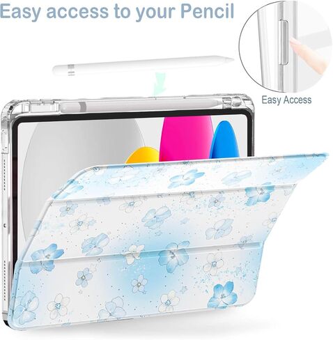 Feams Case for iPad 10th Generation 10.9 Inch Case, Slim Lightweight Trifold iPad 10.9 Case Clear Back Transparent Cover with Pencil Holder & Auto Sleep/Wake for iPad 10th Gen 2022, Abstract in Kuwait
