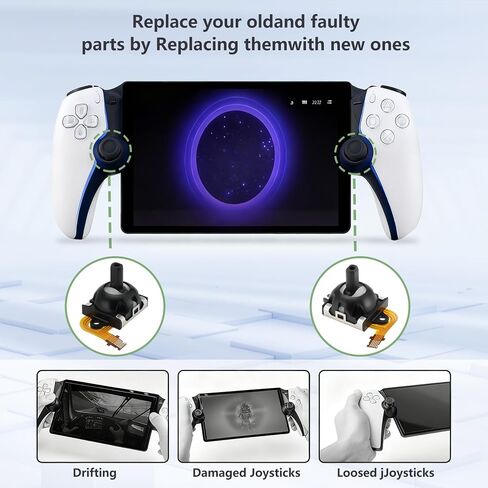 طقم استبدال عصا التحكم مكون من قطعتين لوحدة تحكم PlayStation Portal PS Portal/PS5 VR2، ترقية عصا التحكم التناظرية المضادة للانجراف، مجموعة أدوات إصلاح عصا التحكم التناظرية لإصلاح عصا الإبهام لوحدة تحكم Portal PS in Saudi Arabia
